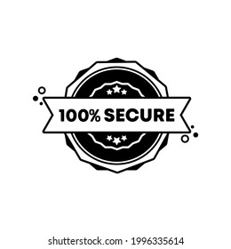 Sello 100% seguro. Vector. icono de insignia 100% segura. Logo de la insignia certificada. Plantilla de marca. Etiqueta, Pegatina, Iconos. EPS vectorial 10. Aislado sobre fondo blanco.