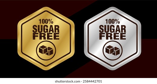 100 percent sugar free label, sticker or symbol for food and beverage products and healthy products