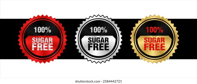 100 percent sugar free label, sticker or symbol for food and beverage products and healthy products