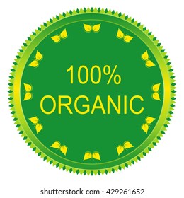 100 percent vector organic label on white background