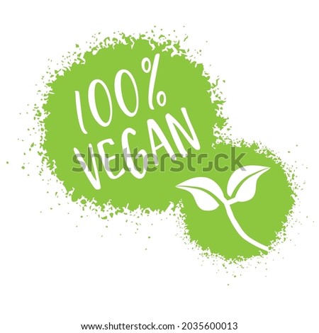 100 Percent vegan Banner Vector Illustration - green spotted graffiti label on white background