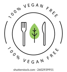 100 Percent Vegan Free Vector Icon Design with Edtable Stroke