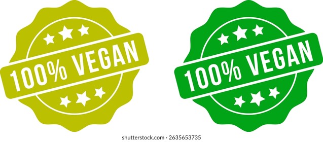 100 percent vegan guarantee labels green and yellow