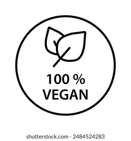 100 Percent Vegan Icon, Perfect for Plant-Based and Eco-Friendly Graphics