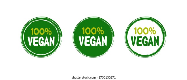 100 percent Vegan logo label isolated on white background. Vector