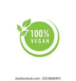 100 percent vegan logo vector icon template