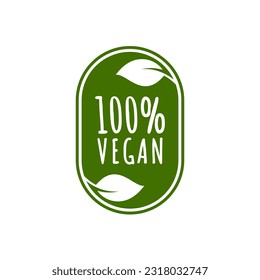 100 percent vegan product logo label vector design