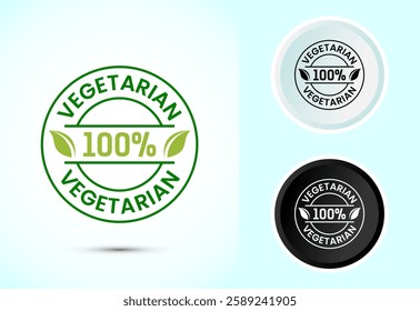 100 percent vegetarian icon design illustration, Vegan product label badge