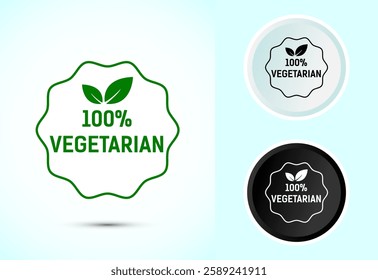 100 percent vegetarian icon design illustration, Vegan product label badge