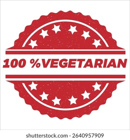 100 Percent Vegetarian round stamp icon grunge distressed style