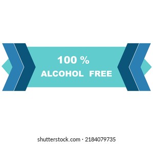 100% percentage alcohol free fantastic rectangle shape design element vector illustration for label promo sign isolated on white background with fantastic font and blue color 