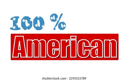 100% percentage American sign label vector art illustration with fantastic font and red color background