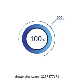 100% percentage infographic circle icons,100 percents pie chart infographic elements for Illustration, business, web design.