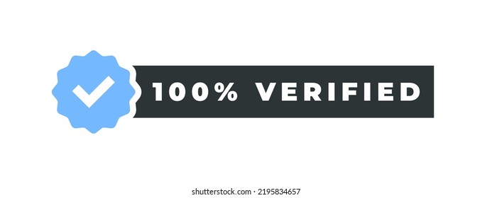 100% percentage verified. Verification icons. Verified badges concept. Icons for social media. Vector illustration