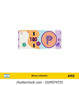 100 peso banknote illustration.