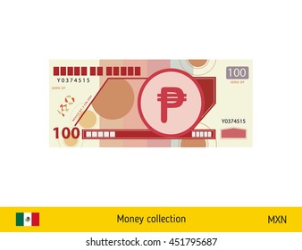 100 peso banknote illustration.