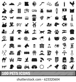 100 pets icons set in simple style for any design vector illustration