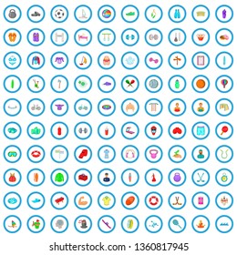 100 phisical activity icons set in cartoon style for any design vector illustration