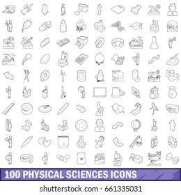 100 physical sciences icons set in outline style for any design vector illustration