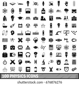 100  physics set in simple style for any design vector illustration