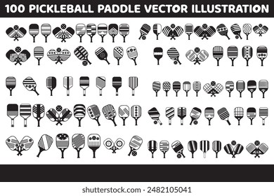 100 PICKLEBALL PADDLE VECTOR ILLUSTRATION