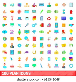 100 plan icons set in cartoon style for any design vector illustration