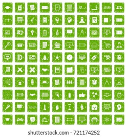 100 plan icons set in grunge style green color isolated on white background vector illustration