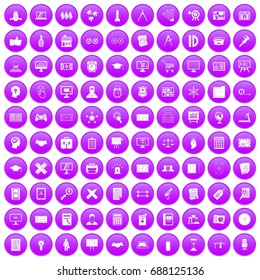 100 plan icons set in purple circle isolated vector illustration