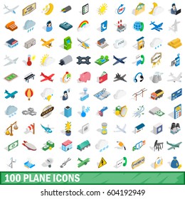 100 plane icons set in isometric 3d style for any design vector illustration