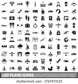100 plane icons set in simple style for any design vector illustration