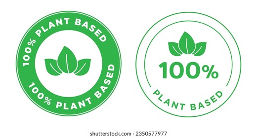 100% plant based icon illustration. Food vegetarian or vegan