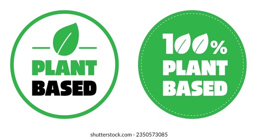 100% plant based icon for vegetarian of vegan food. Illustration