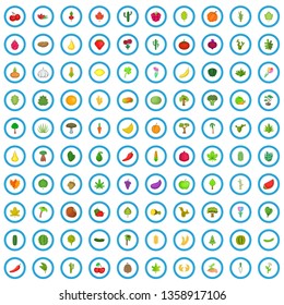100 plant icons set in cartoon style for any design vector illustration