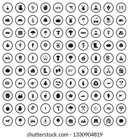 100 plantation icons set in simple style for any design vector illustration