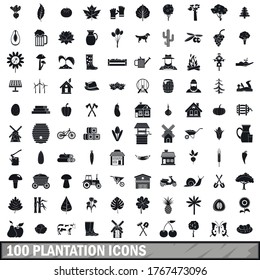 100 plantation icons set in simple style for any design vector illustration