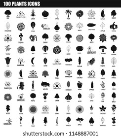 100 plants icon set. Simple set of 100 plants vector icons for web design isolated on white background