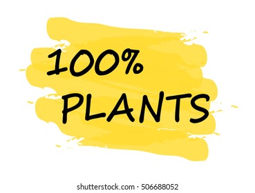 100% plants vector card