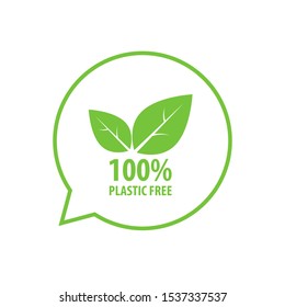 100% Plastic free icon simple design
