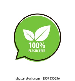 100% plastic free inscription in speech bubble