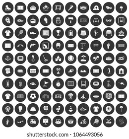 100 playground icons set in simple style white on black circle color isolated on white background vector illustration