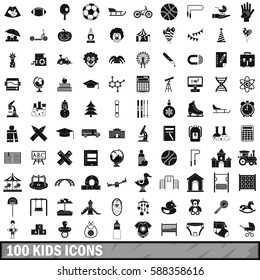 100 playground icons set. Simple illustration of 100 playground vector icons set isolated on white background