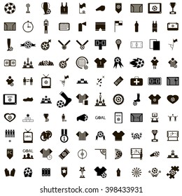 100 Playing Soccer Icons Set. Simple Illustration Of 100 Playing Soccer Vector Icons Isolated On White Background