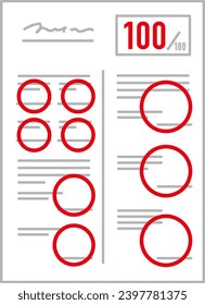 100 point test paper. Exams and test results.