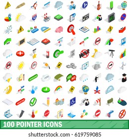 100 pointer icons set in isometric 3d style for any design vector illustration