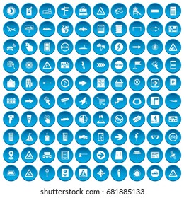 100 pointers icons set in blue circle isolated on white vector illustration