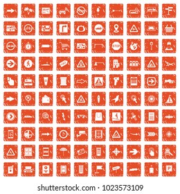 100 pointers icons set in grunge style orange color isolated on white background vector illustration