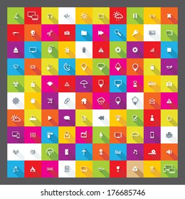100 populares iconos web con sombras, eps 10 - ilustración vectorial