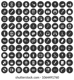 100 portable icons set in simple style white on black circle color isolated on white background vector illustration