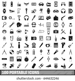 100 portable icons set in simple style for any design vector illustration