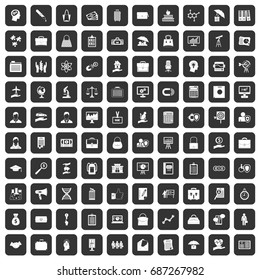 100 portfolio icons set in black color isolated vector illustration